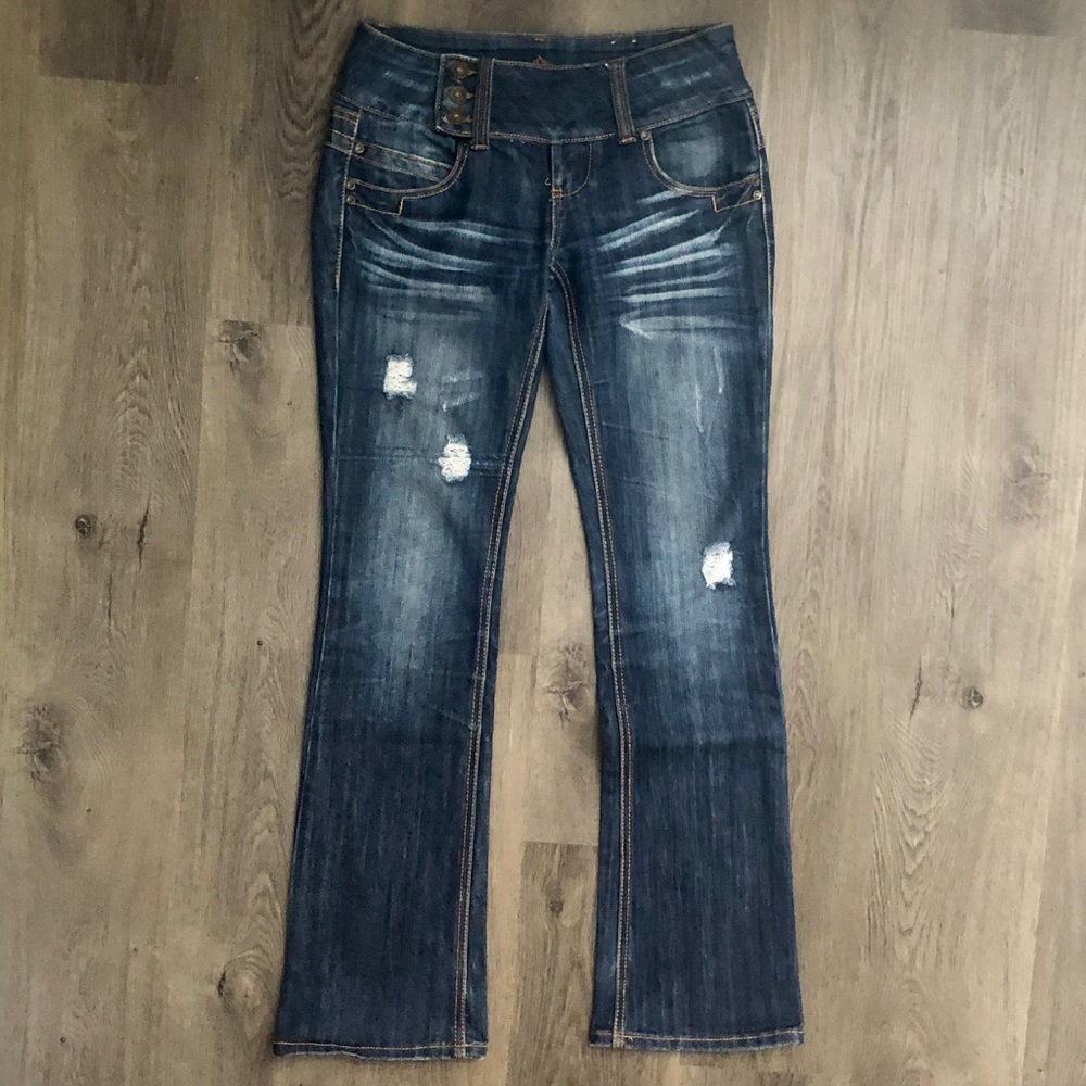 Distressed Bootcut Jeans